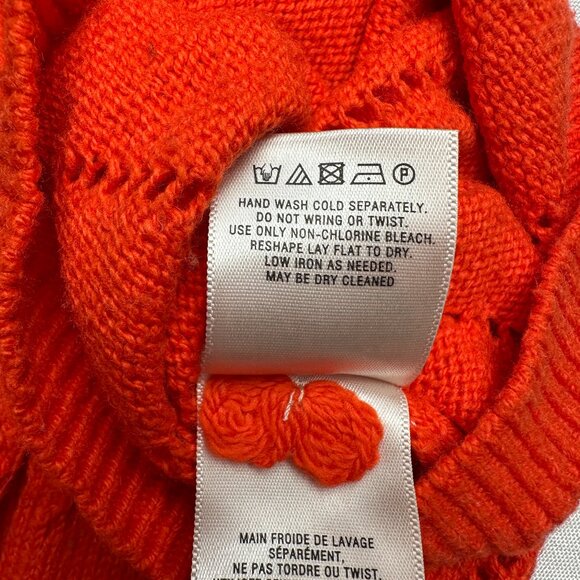 Anthropologie Moth Sweater Womens S Orange Pullover Tie Back V-Neck Open Knit - Picture 14 of 16